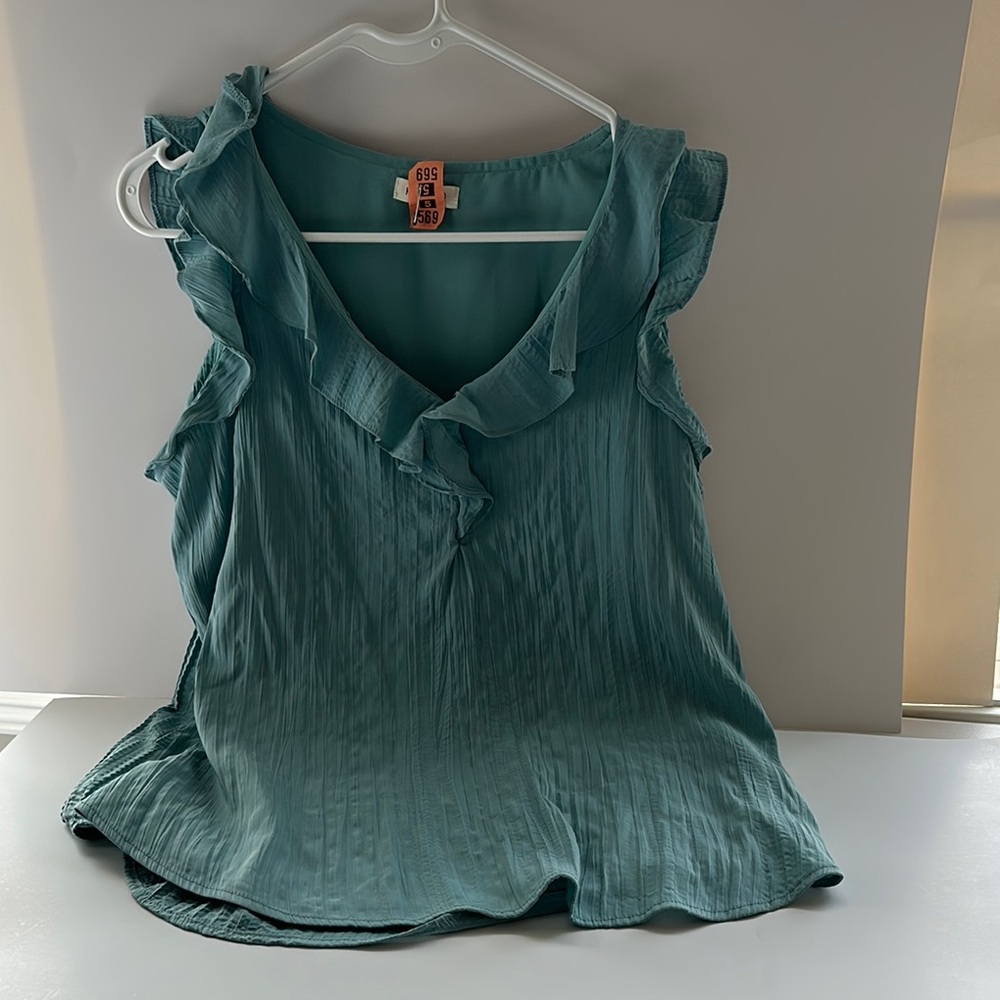 Elegant Teal Ruffle Top